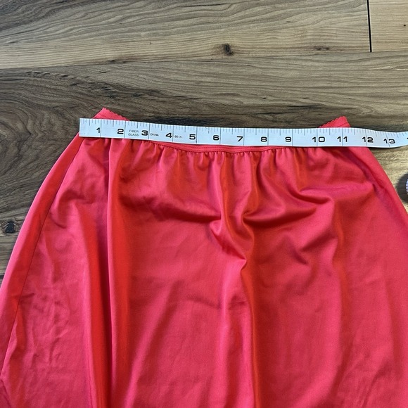 Vintage Shadowline Half Slip Red Nylon Lace Hem & Front Inset Small 26" USA - Picture 7 of 11